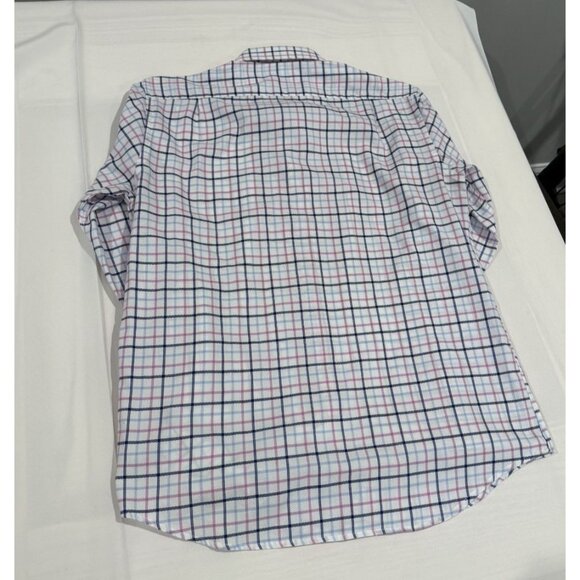 Scappino Italy Men's Dress Shirt Size 16.5 G White Blue Pink Windowpane Plaid - Picture 2 of 6